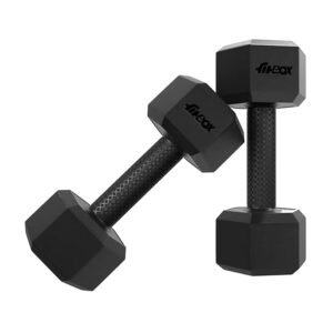 FitBox Sports 2kg Hex Dumbbells Set (1kg x 2) Exercise and Fit, Blend;Polypropylene (PP), Black