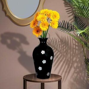 Vintage Metal Flower Vase for Home Decor Office Living Room Bedroom Table Top Decoration-12 inches